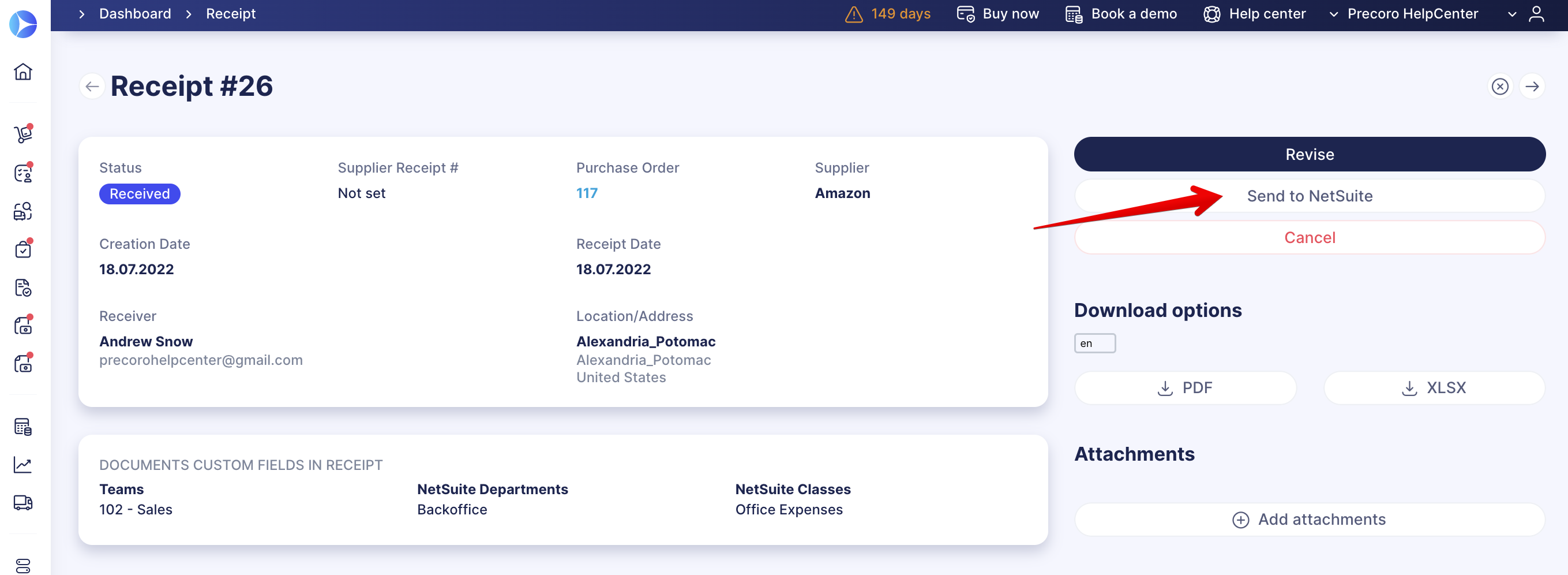 Netsuite Receipts Integration Netsuite Receipts Integration